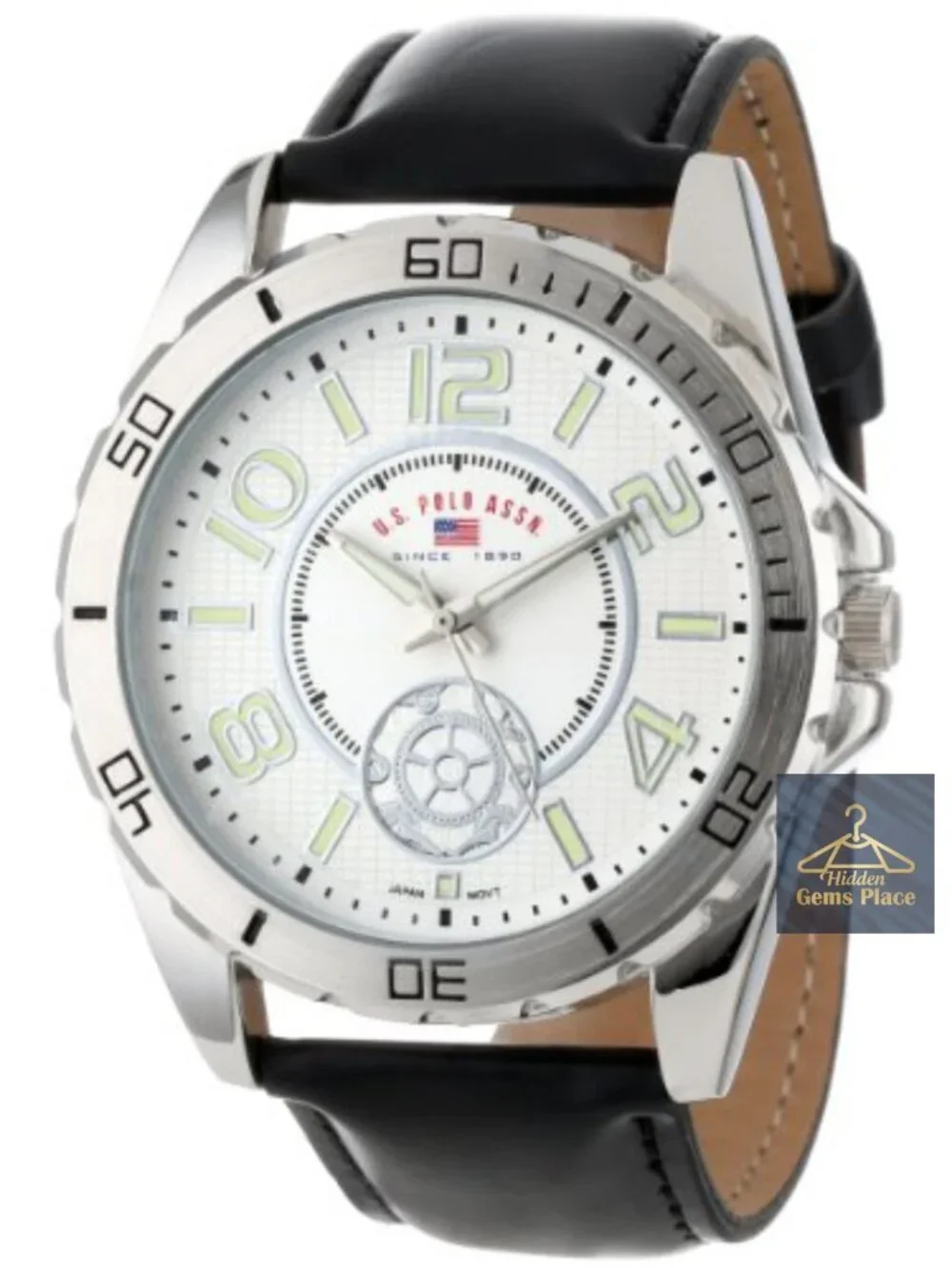 Men's Dress Watch, Faux Leather Strap, 45.9mm Case, Quartz Movement
